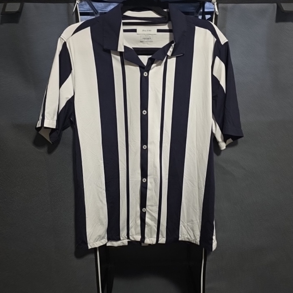 Porter & Ash Navy and White Striped Kinetic Stretch